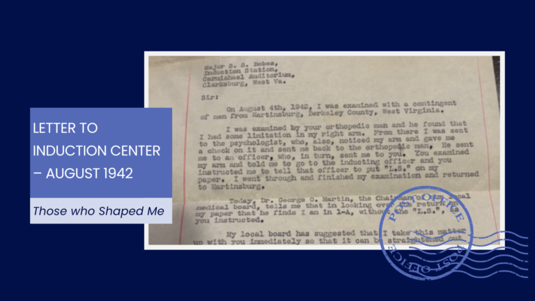 Letter to Induction Center – August 1942