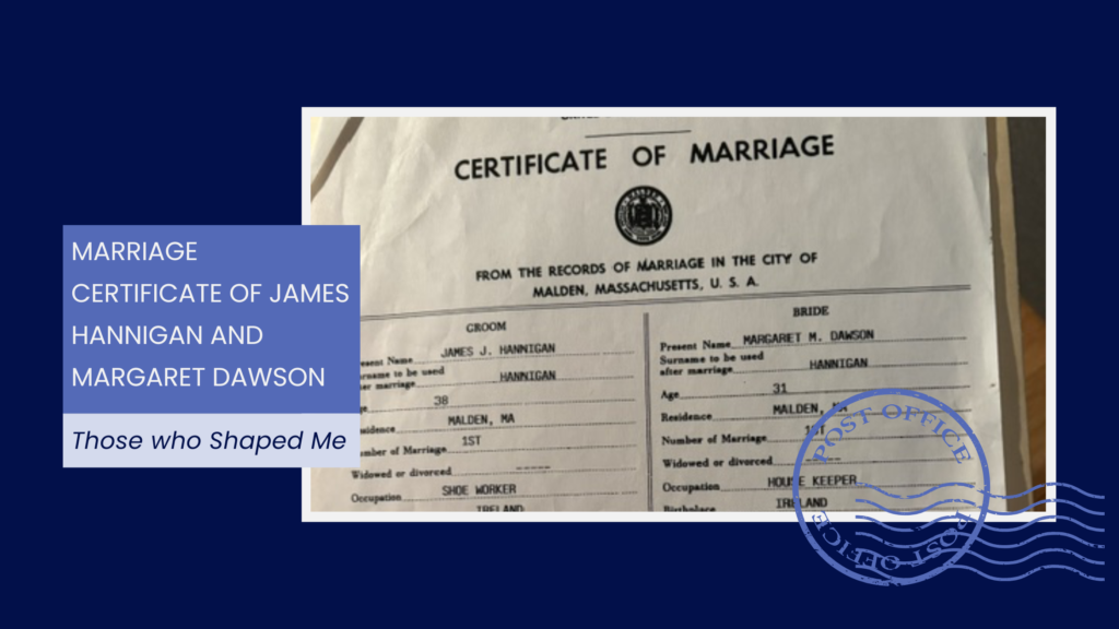 Marriage Certificate of James Hannigan and Margaret Dawson