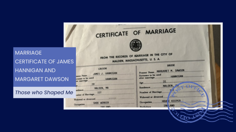 Marriage Certificate of James Hannigan and Margaret Dawson