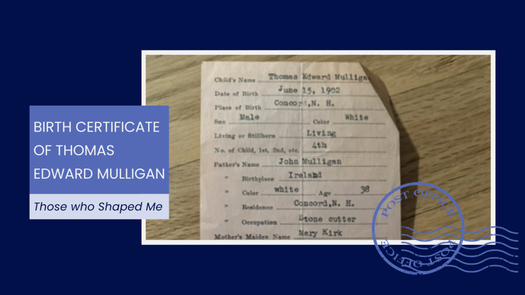 Birth Certificate of Thomas Edward Mulligan