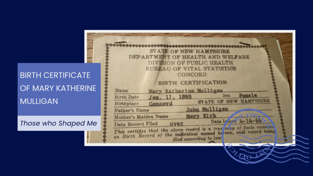 Birth Certificate of Mary Katherine Mulligan