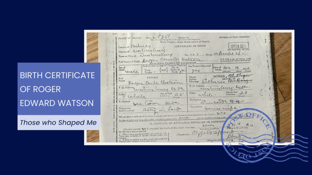 Birth Certificate of Roger Edward Watson
