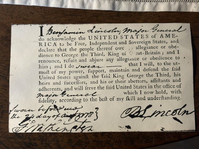 Benjamin Lincoln’s Oath of Allegiance